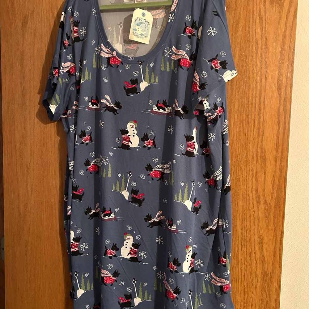 Blue Snowman Print Nightgown